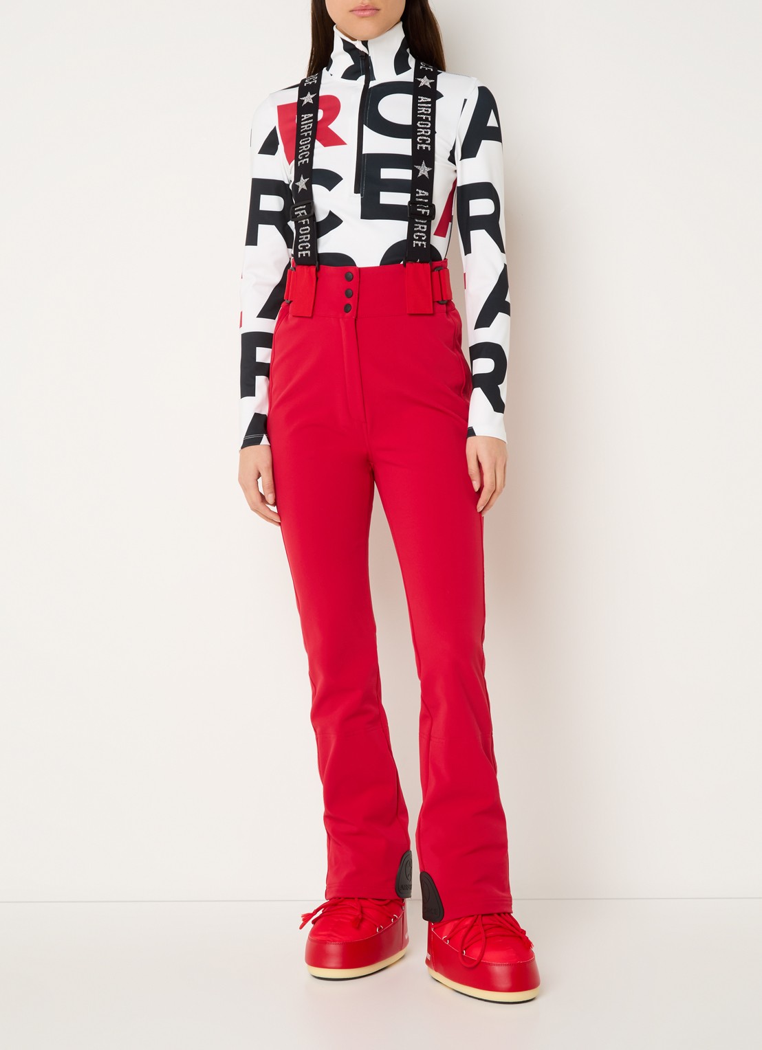 Airforce Christie high waist flared fit skibroek met afneembare bretels - detail 4 donkerrood