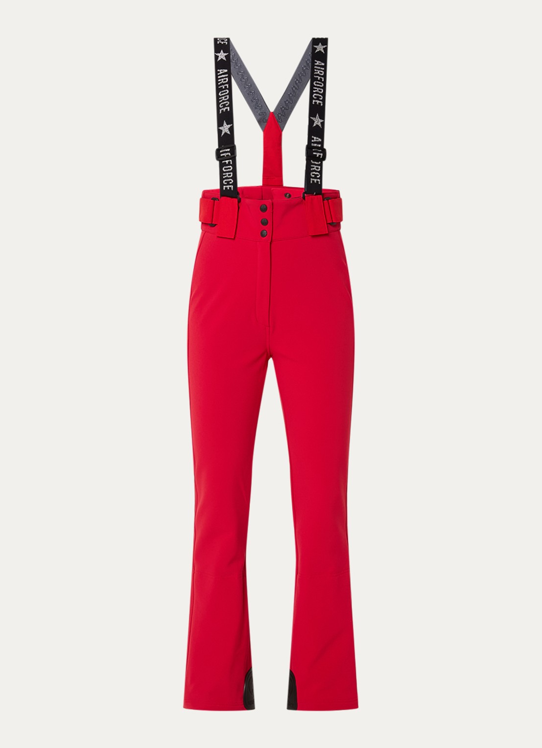 Airforce Christie high waist flared fit skibroek met afneembare bretels - voorkant donkerrood