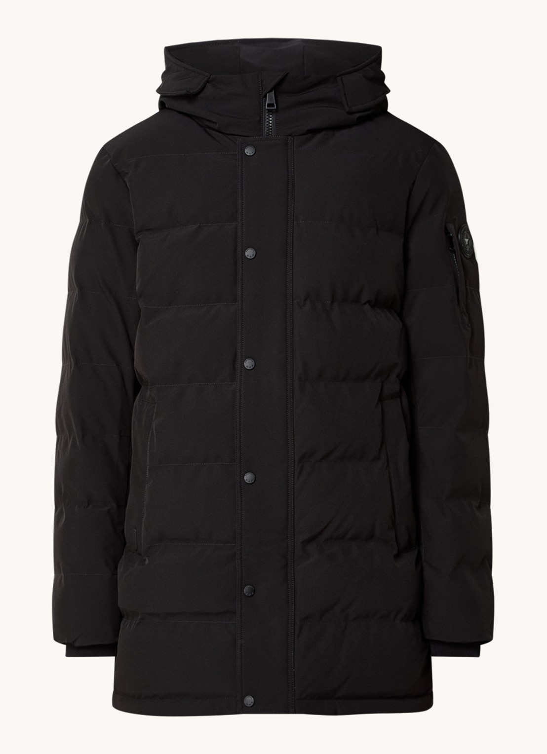 Airforce Chuck gewatteerde parka met capuchon en ritszakken - voorkant 2 zwart