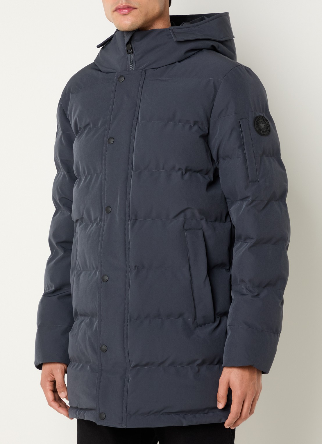 Airforce Chuck gewatteerde parka met capuchon en ritszakken - detail 3 donkergrijs