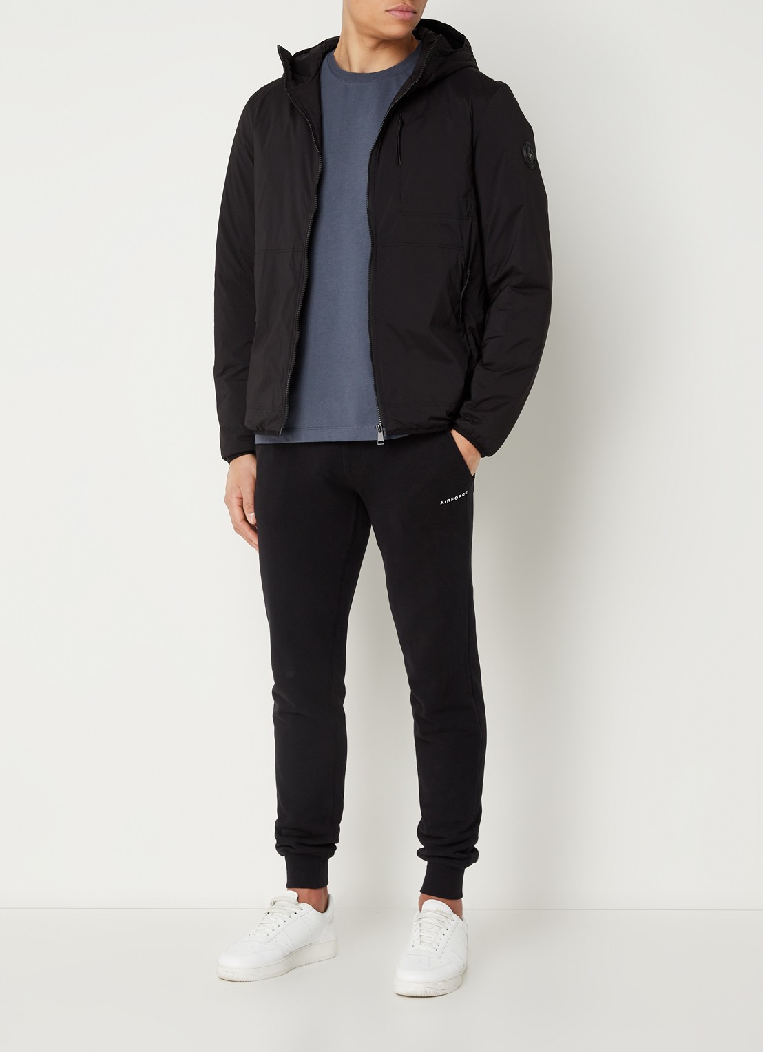 Airforce Daniel gewatteerd jack met logo - voorkant 2 zwart