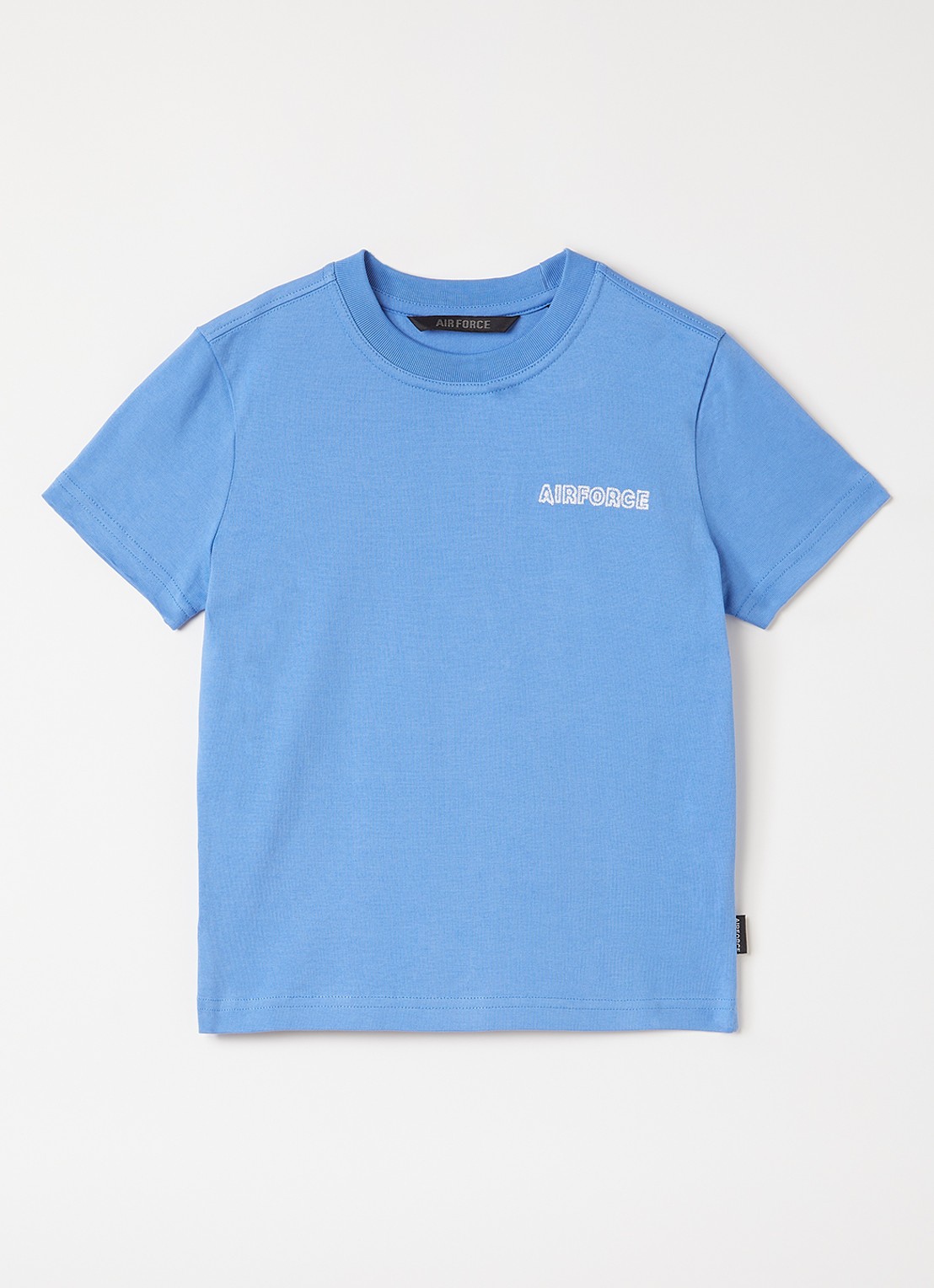 Airforce Diplopia T-shirt met logoborduring en backprint - voorkant blauw