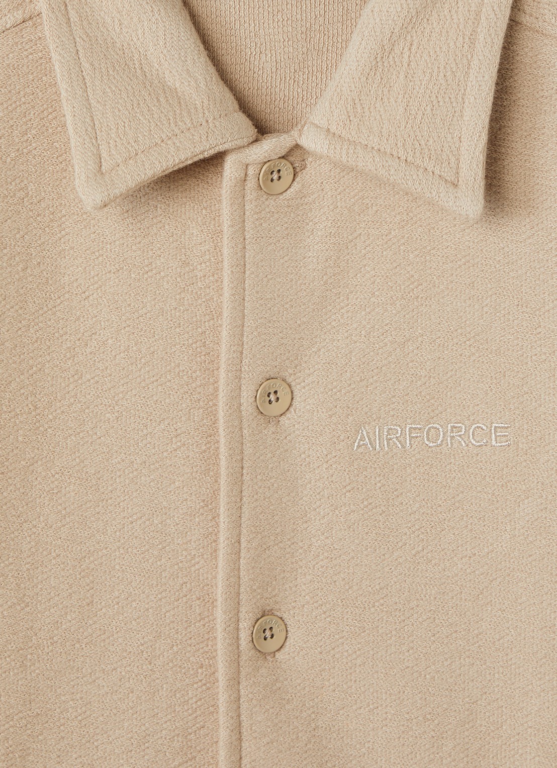 Airforce Fijngebreid overhemd van  katoen - detail beige
