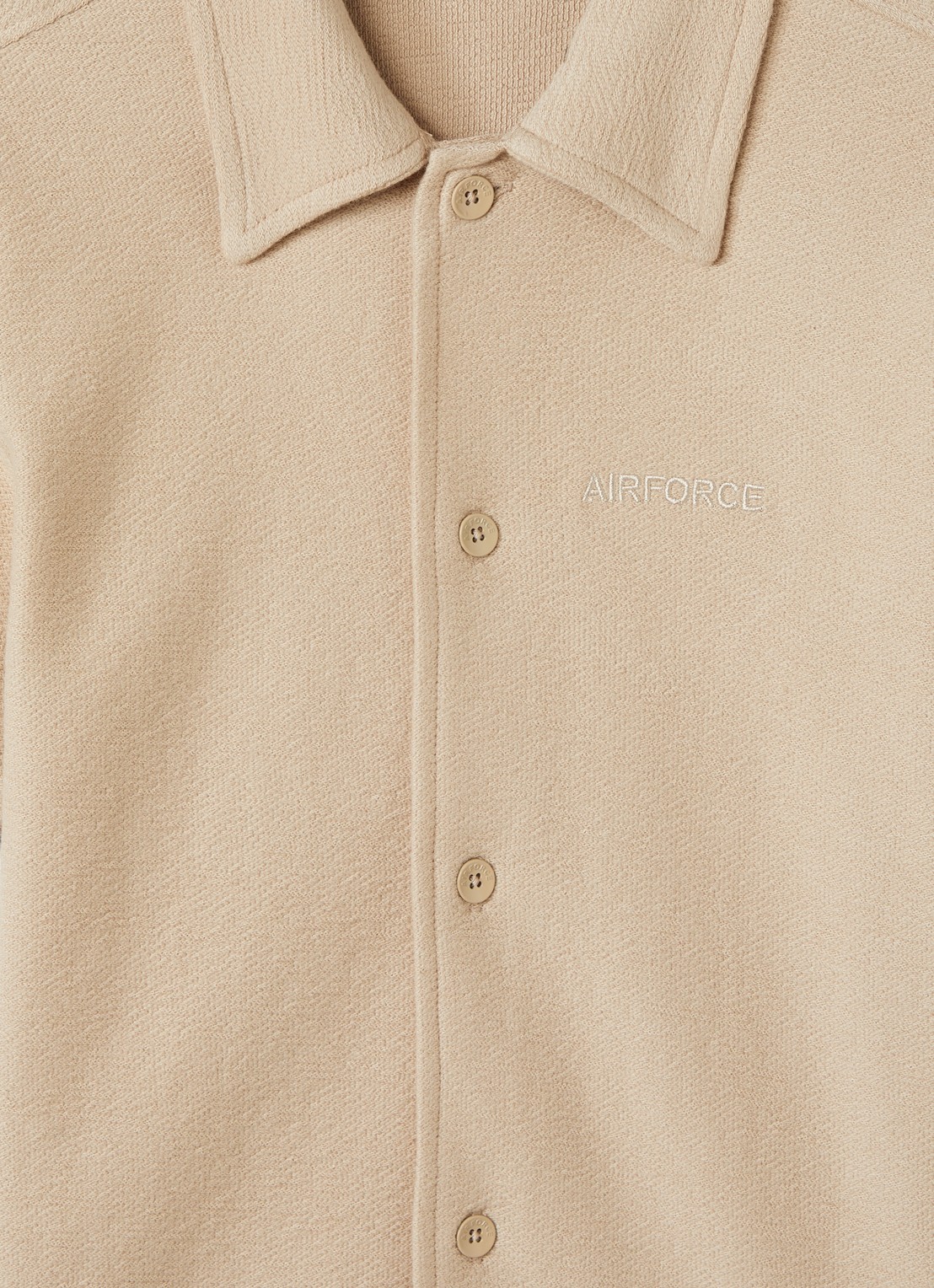 Airforce Fijngebreid overhemd van  katoen - detail 2 beige