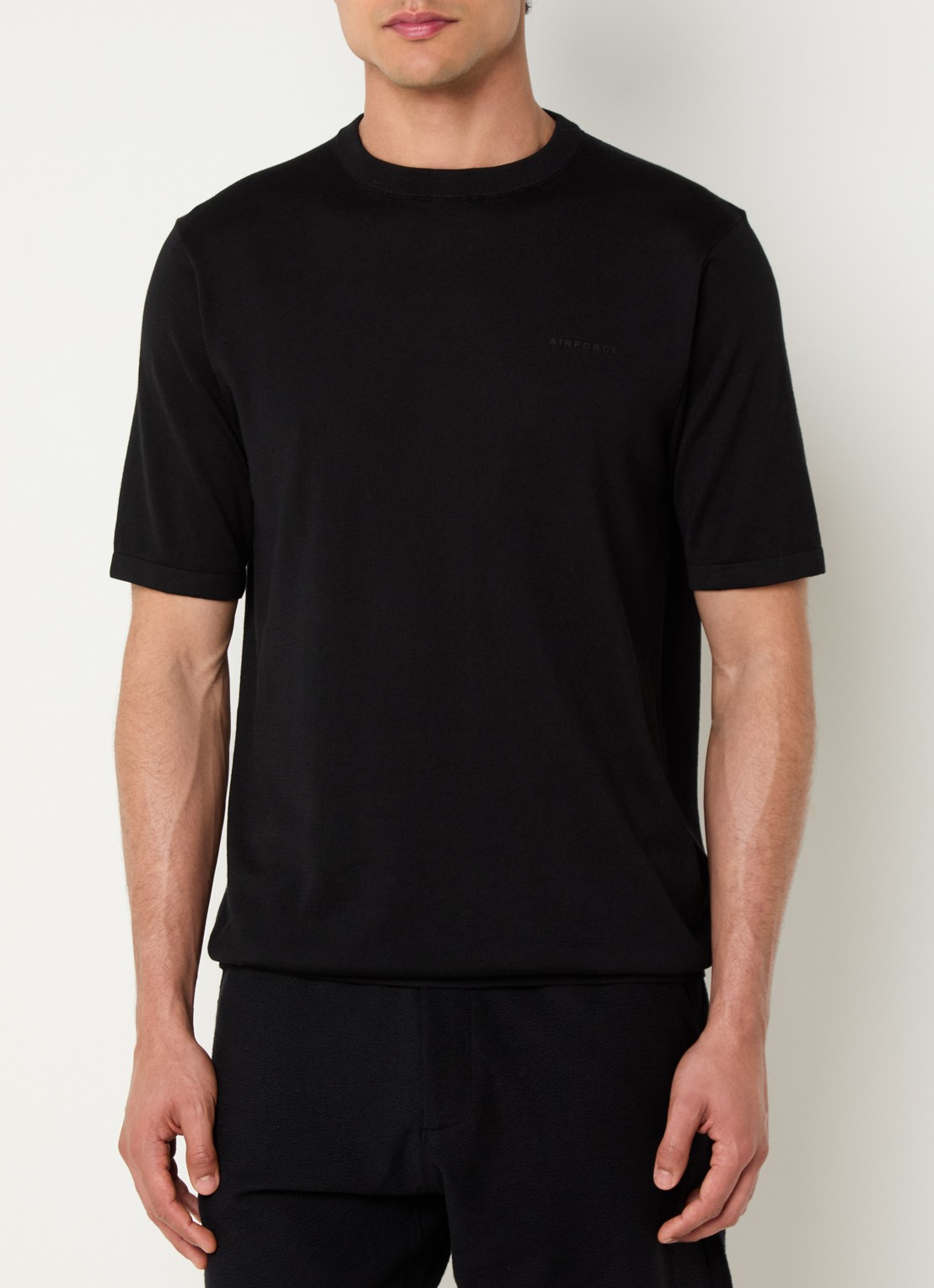Airforce Fijngebreid T-shirt  - detail 2 zwart