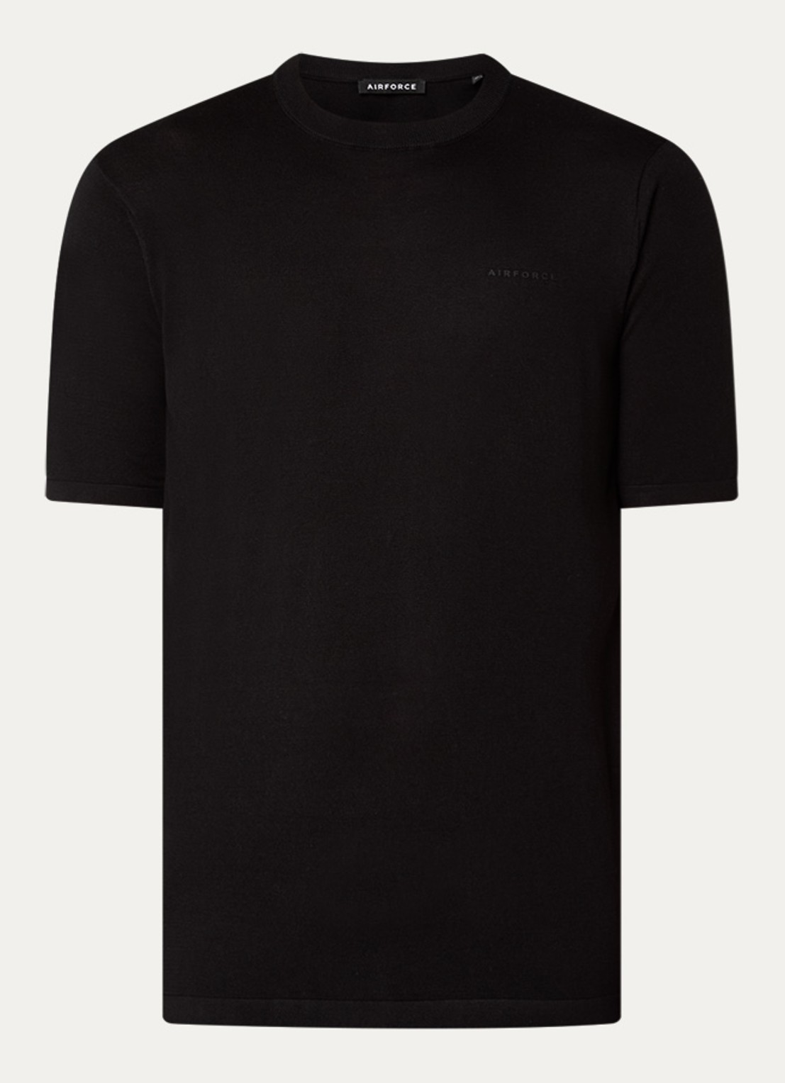 Airforce Fijngebreid T-shirt  - voorkant 3 zwart