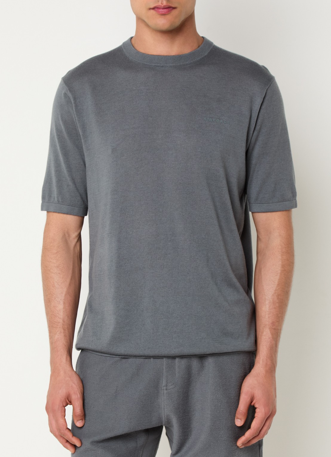 Airforce Fijngebreid T-shirt  - detail 2 grijs