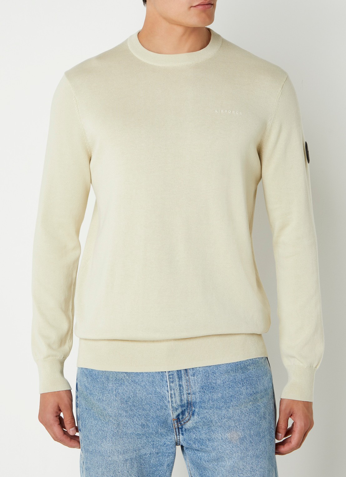 Airforce Fijngebreide pullover met ronde hals - detail 3 lindegroen