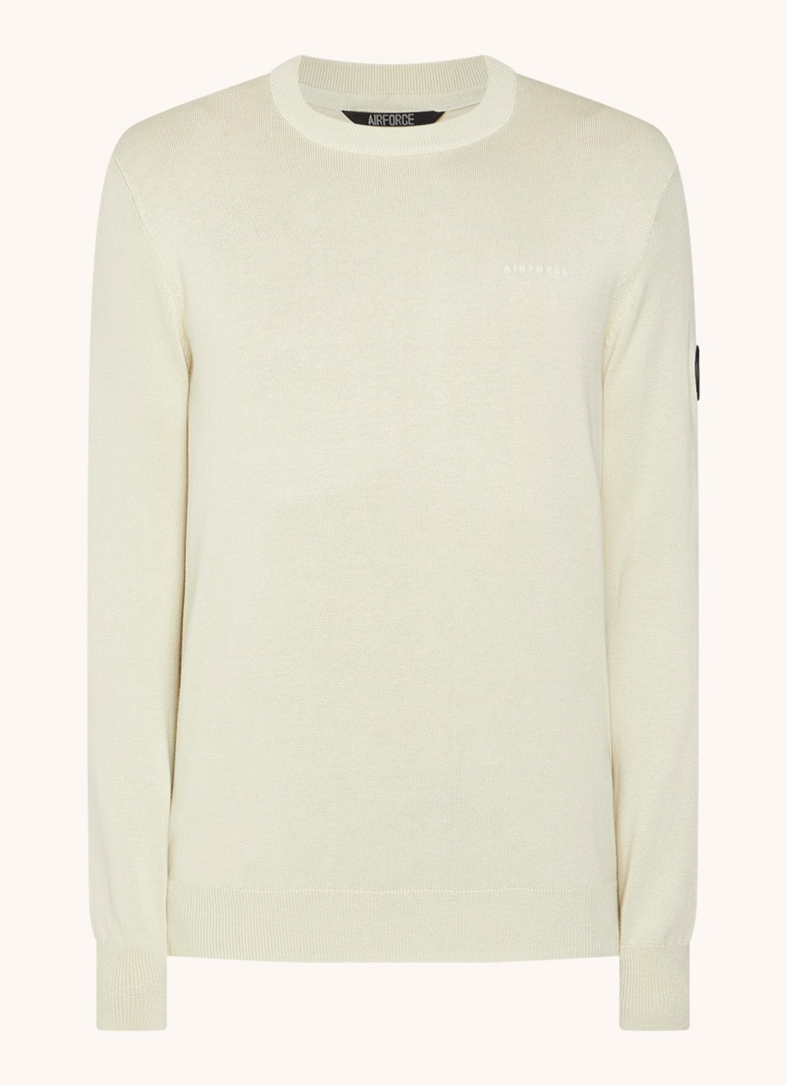 Airforce Fijngebreide pullover met ronde hals - voorkant lindegroen
