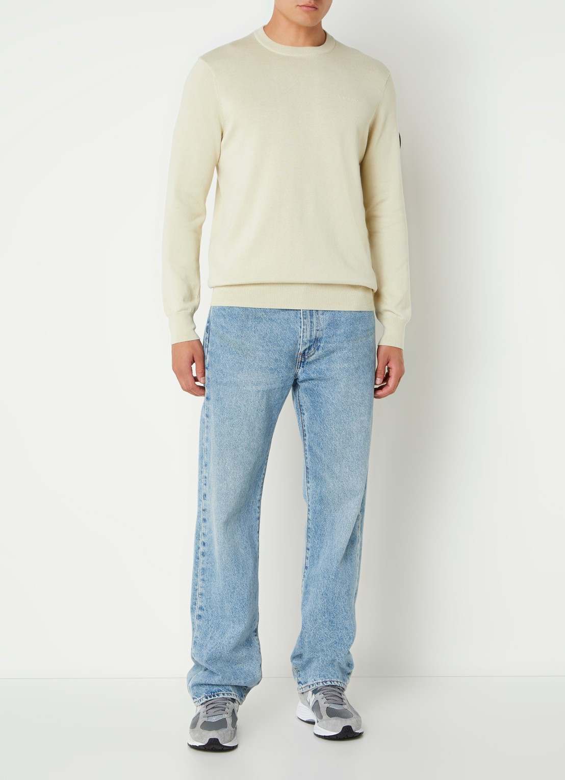 Airforce Fijngebreide pullover met ronde hals - voorkant 2 lindegroen