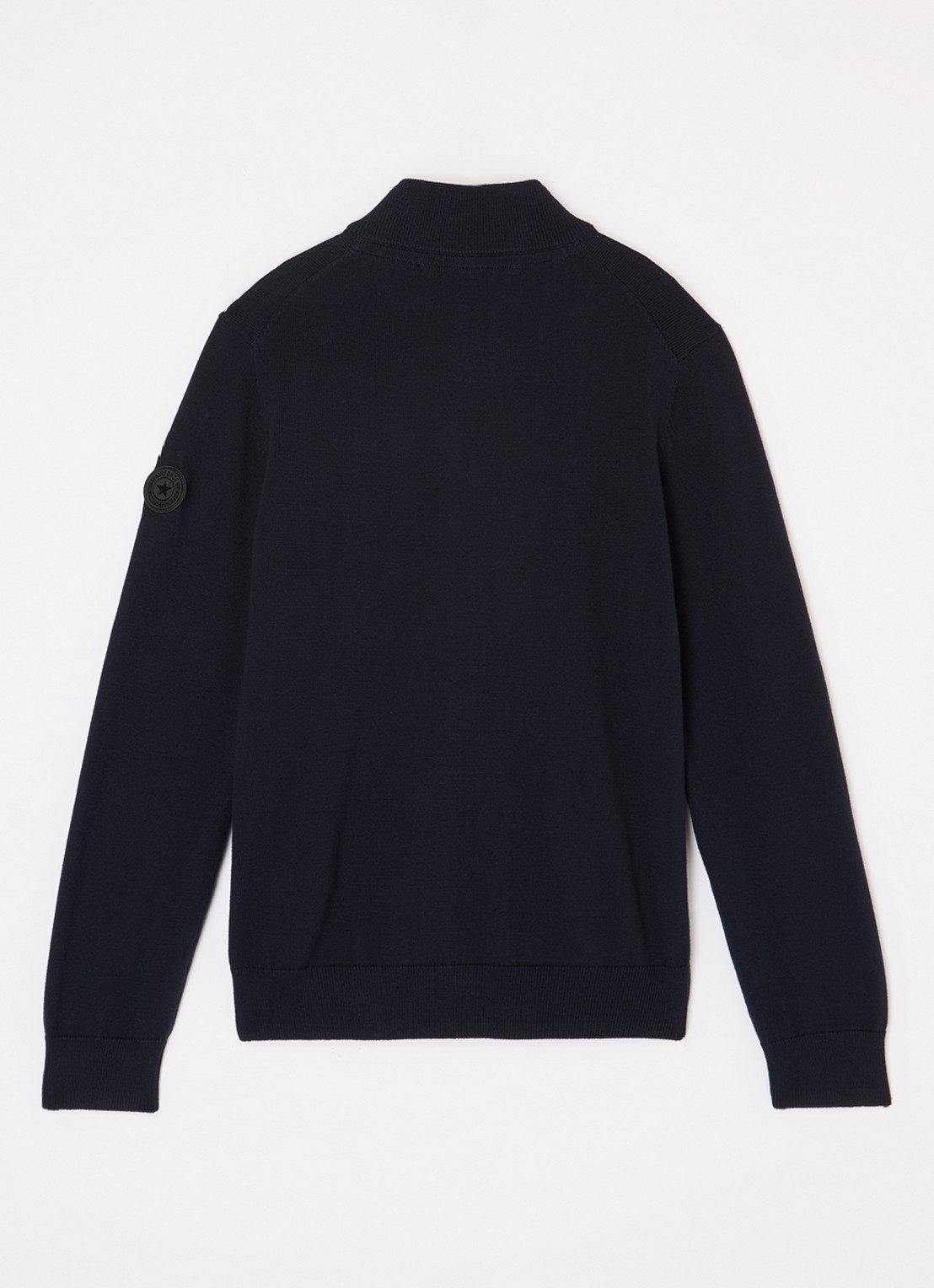 Airforce Fijngebreide pullover van  katoen met halve rits - voorkant 3 donkerblauw