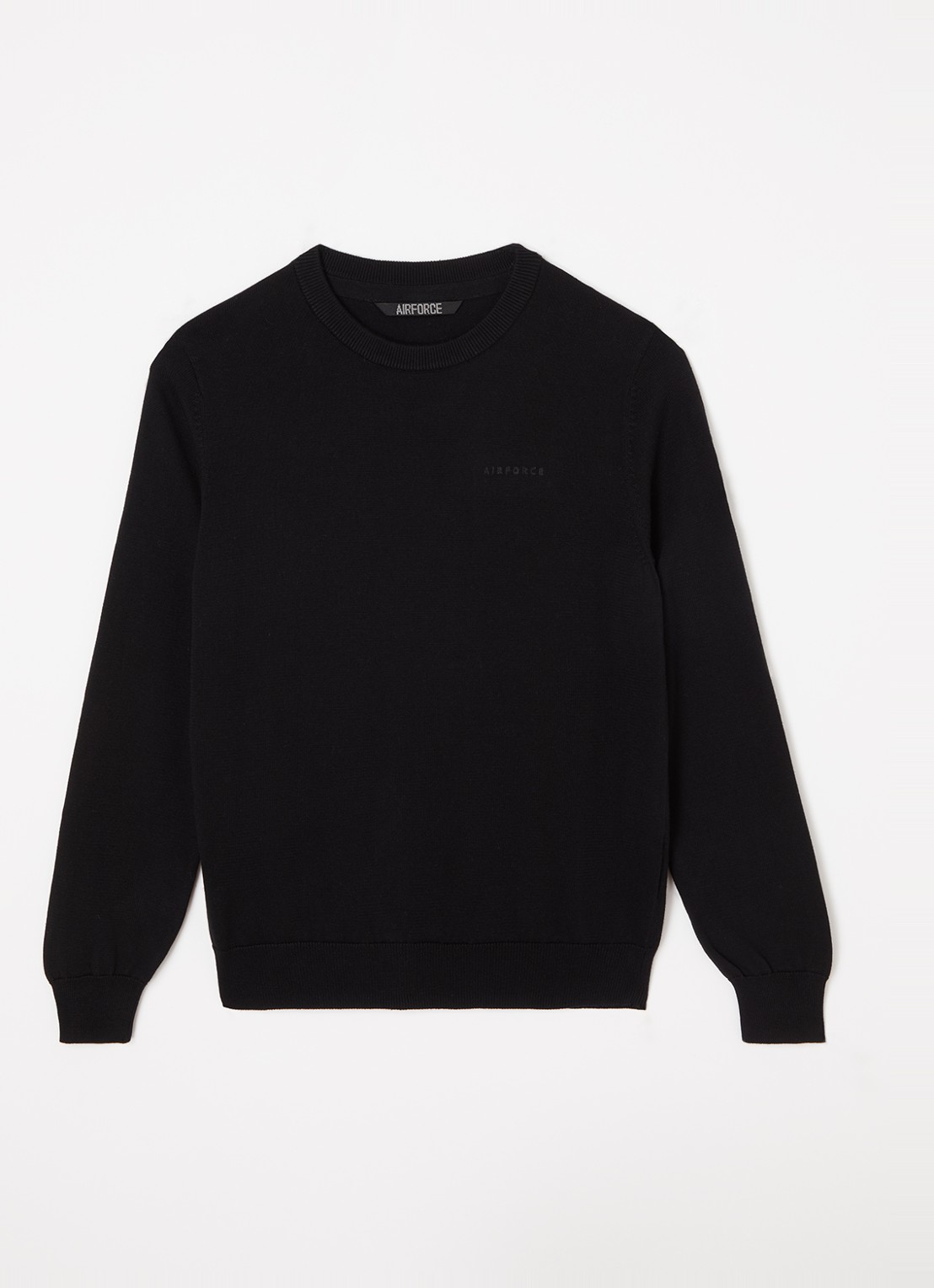 Airforce Fijngebreide pullover van  katoen - voorkant 2 zwart