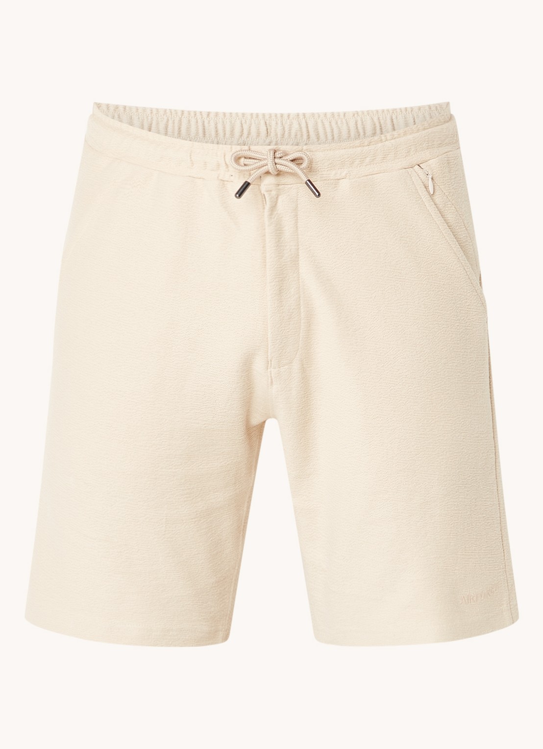 Airforce Fijngebreide straight fit korte broek van  katoen - voorkant 3 creme