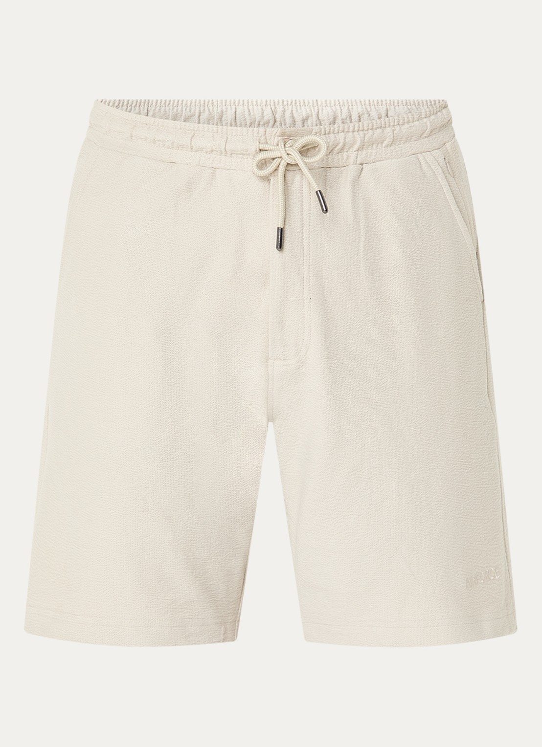 Airforce Fijngebreide straight fit korte broek van  katoen - voorkant 2 beige