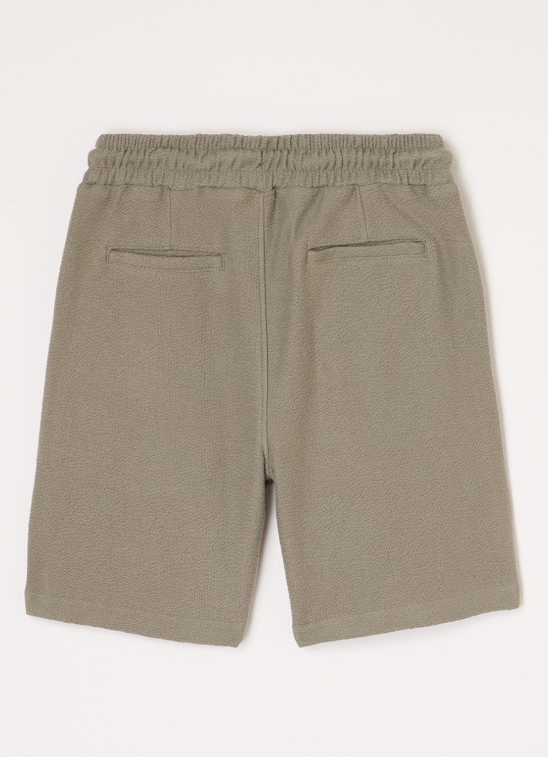 Airforce Fijngebreide straight fit korte joggingbroek van  katoen - voorkant 3 olijfgroen
