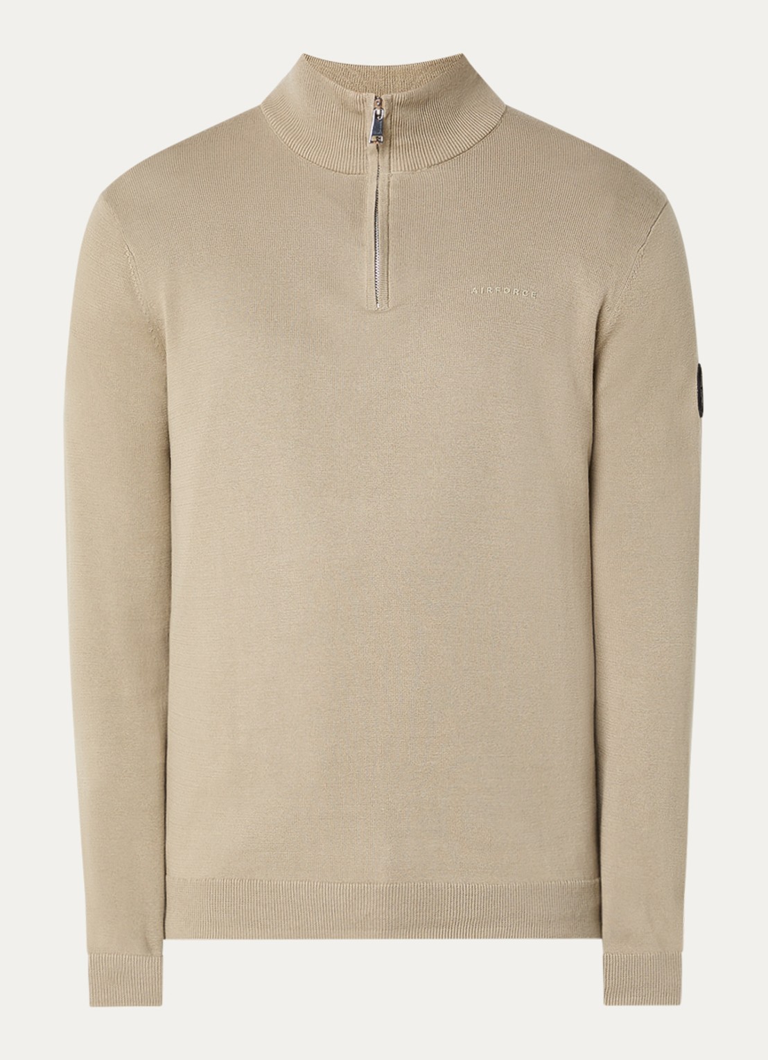 Airforce Fijngebreide trui met halve rits - voorkant 3 beige