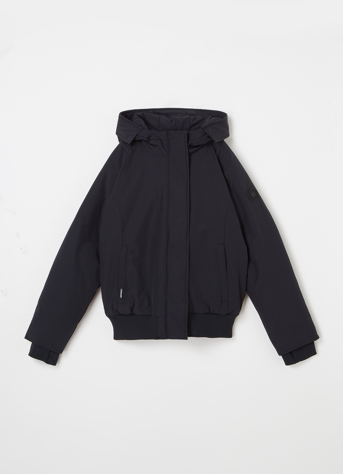 Airforce Gewatteerd bomberjack met capuchon - voorkant donkerblauw