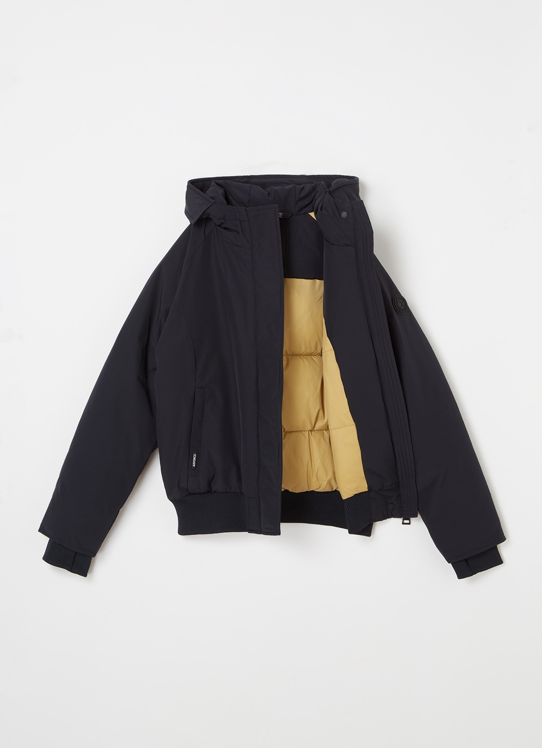 Airforce Gewatteerd bomberjack met capuchon - voorkant 2 donkerblauw