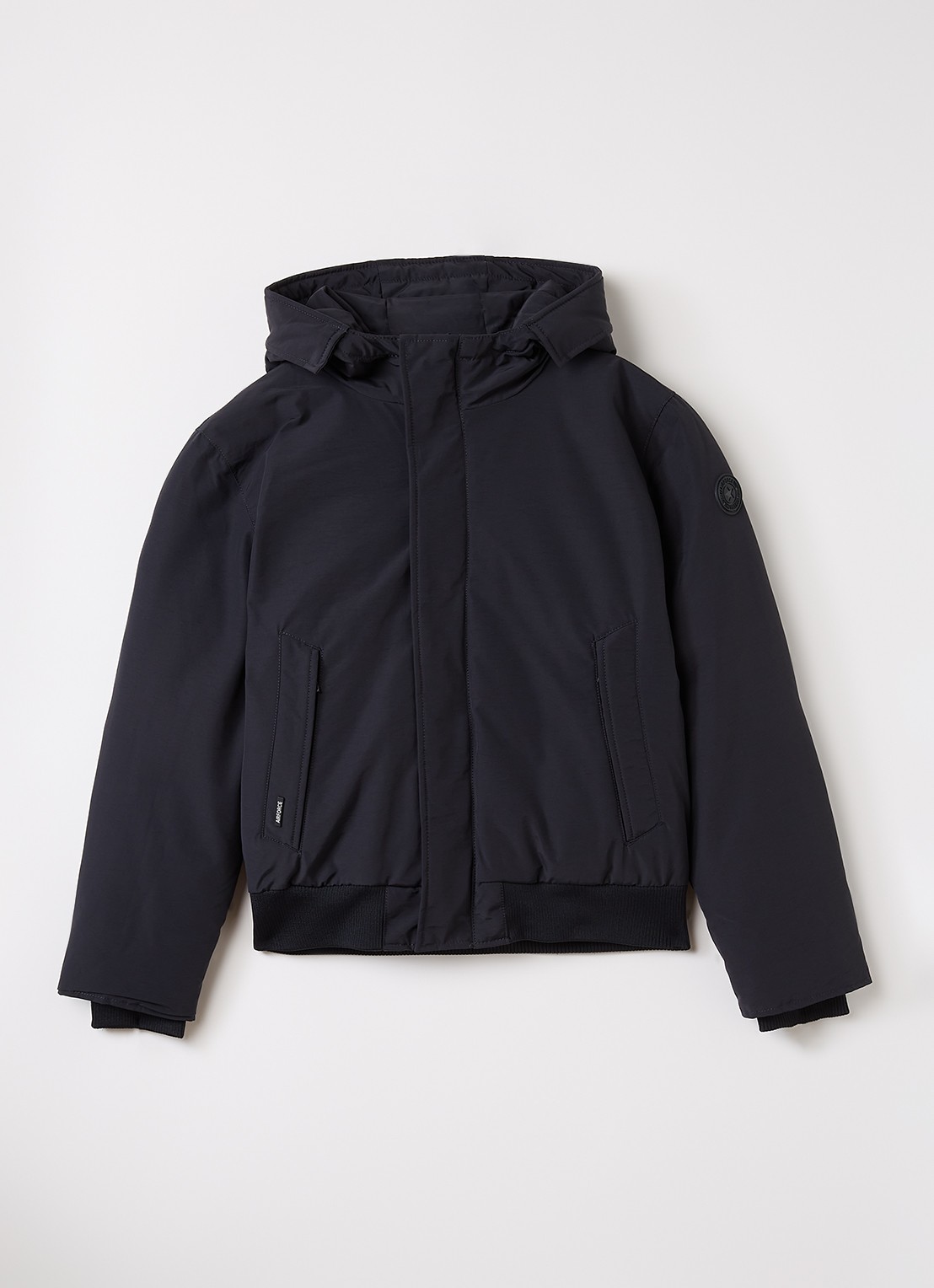 Airforce Gewatteerd bomberjack met capuchon - voorkant donkerblauw