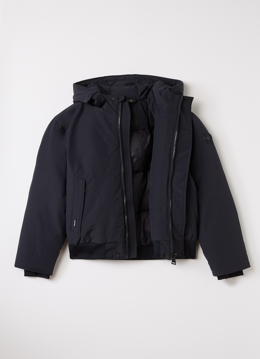 Airforce Gewatteerd bomberjack met capuchon - voorkant 2 donkerblauw