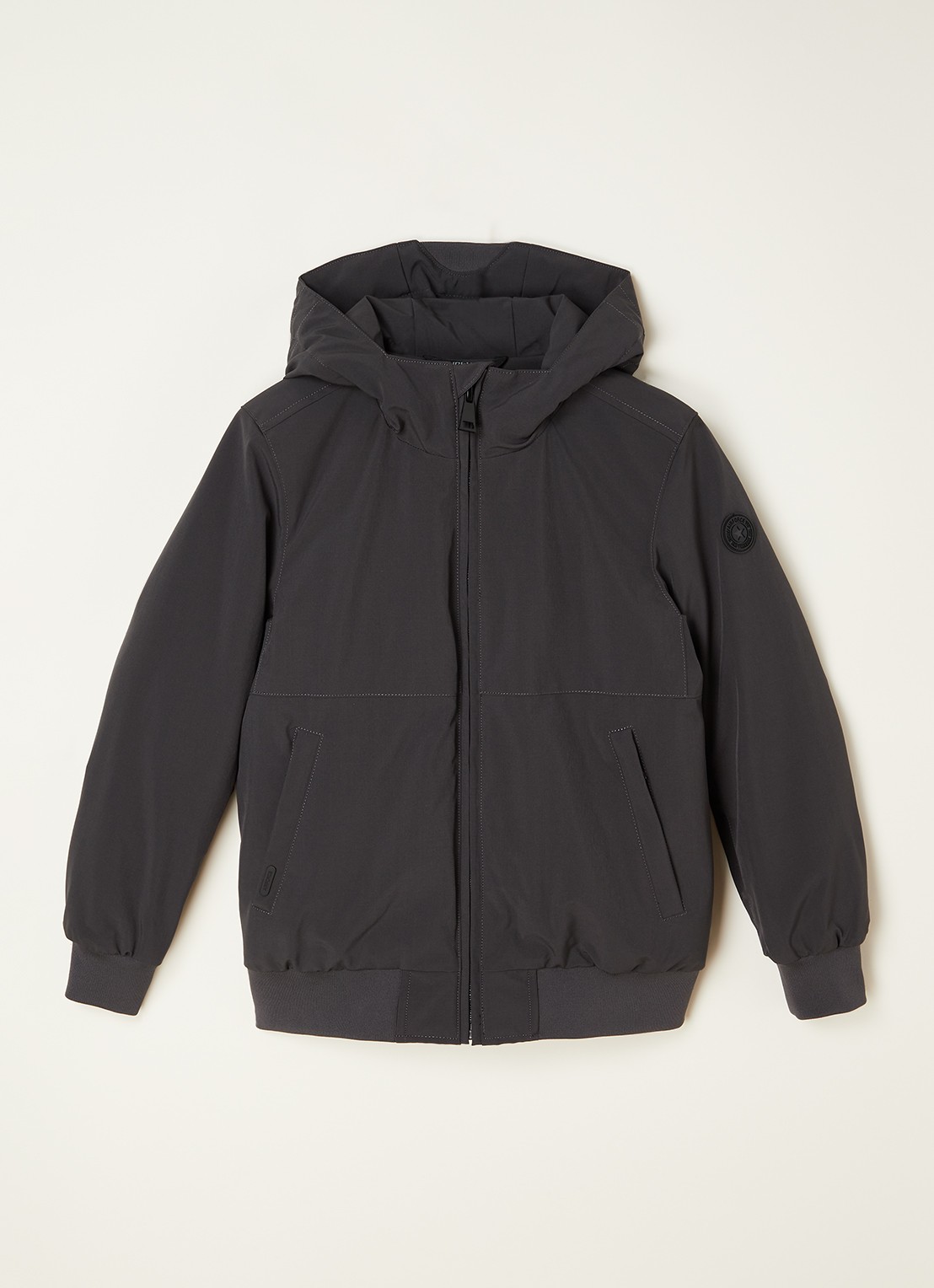 Airforce Gewatteerd bomberjack van softshell met capuchon - voorkant donkergrijs