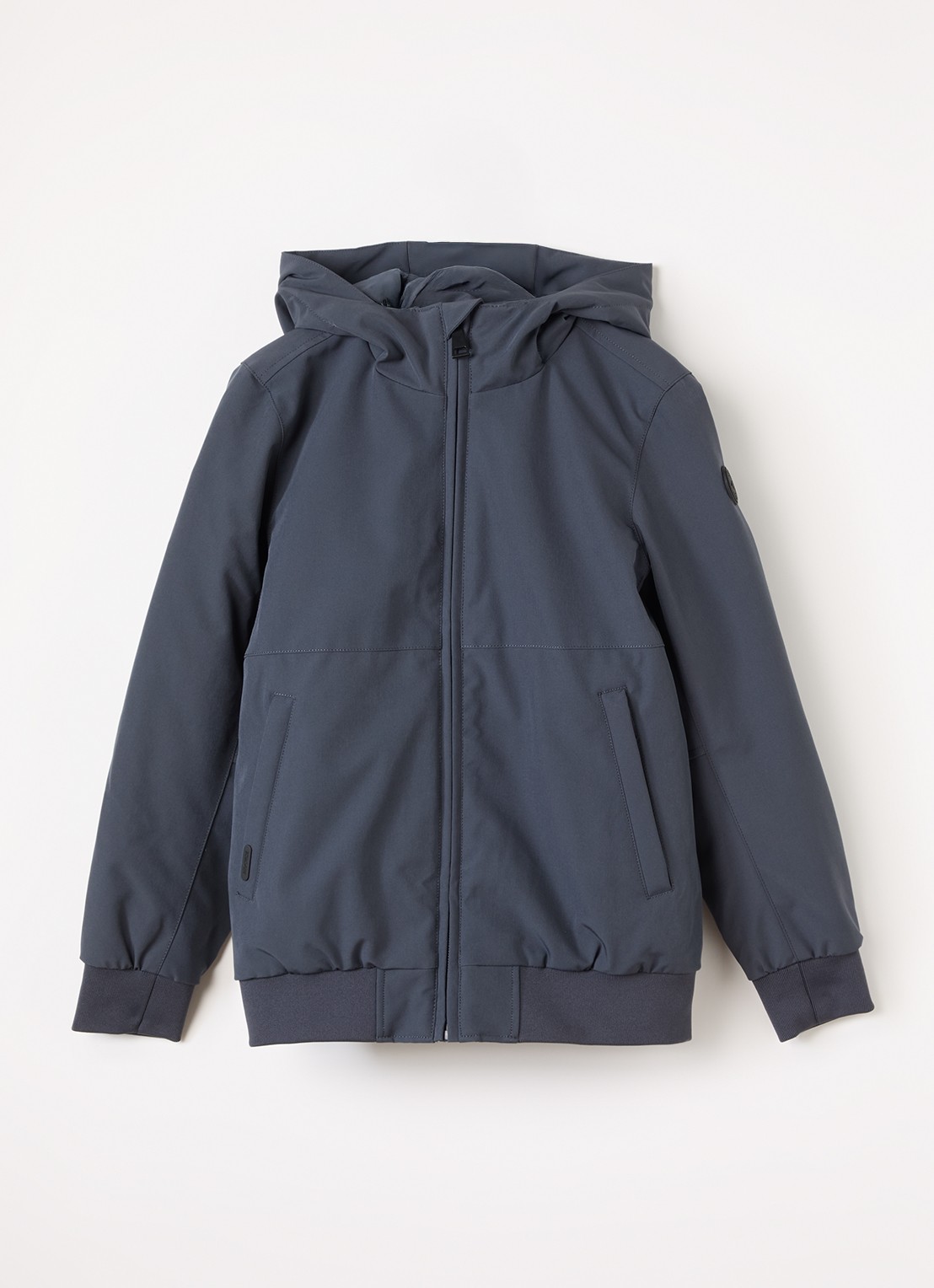 Airforce Gewatteerd bomberjack van softshell met capuchon - voorkant 2 indigo