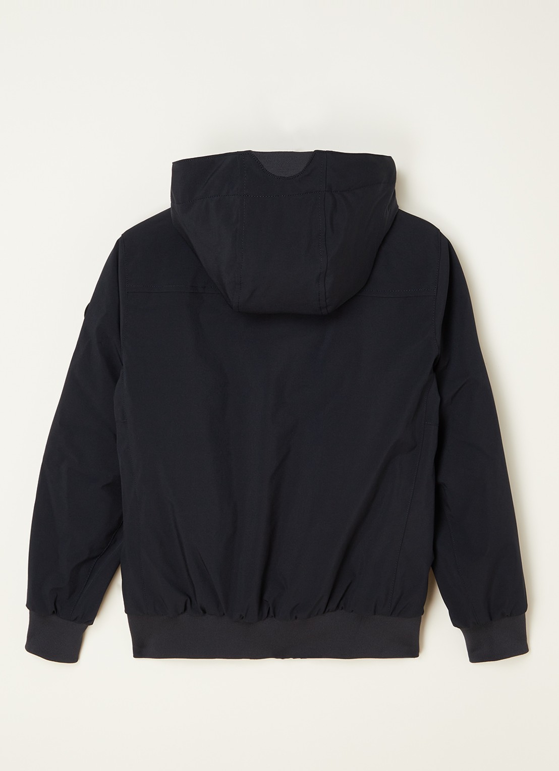 Airforce Gewatteerd bomberjack van softshell met capuchon - achterkant donkerblauw