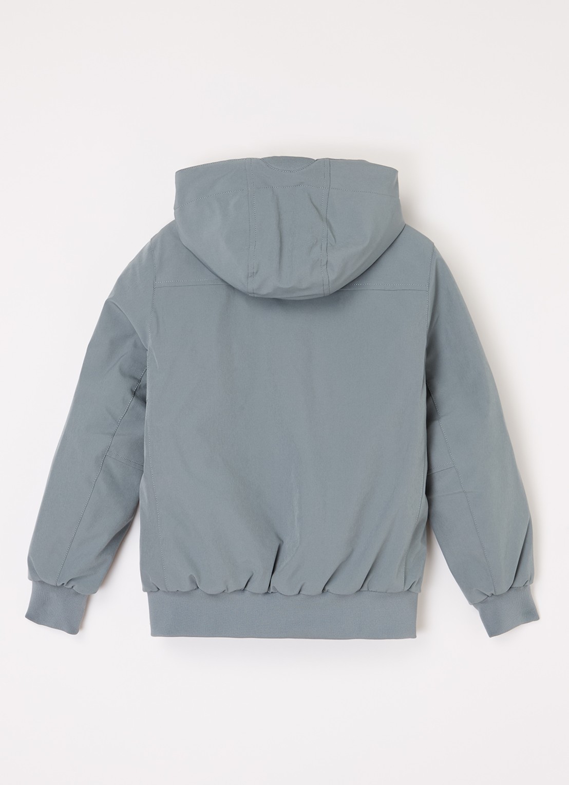 Airforce Gewatteerd bomberjack van softshell met capuchon - achterkant blauwgrijs