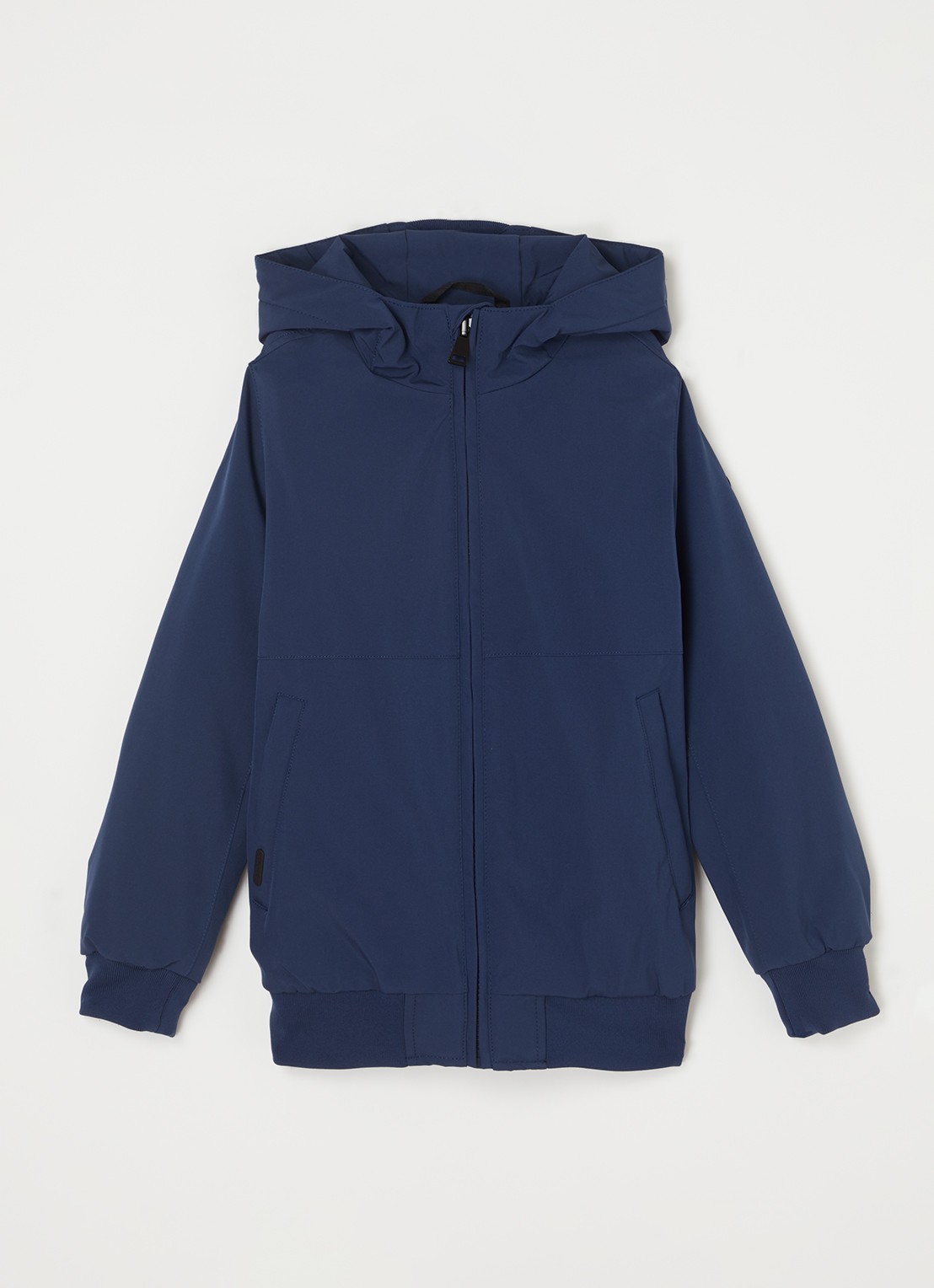 Airforce Gewatteerd bomberjack van softshell met capuchon - voorkant 2 kobaltblauw