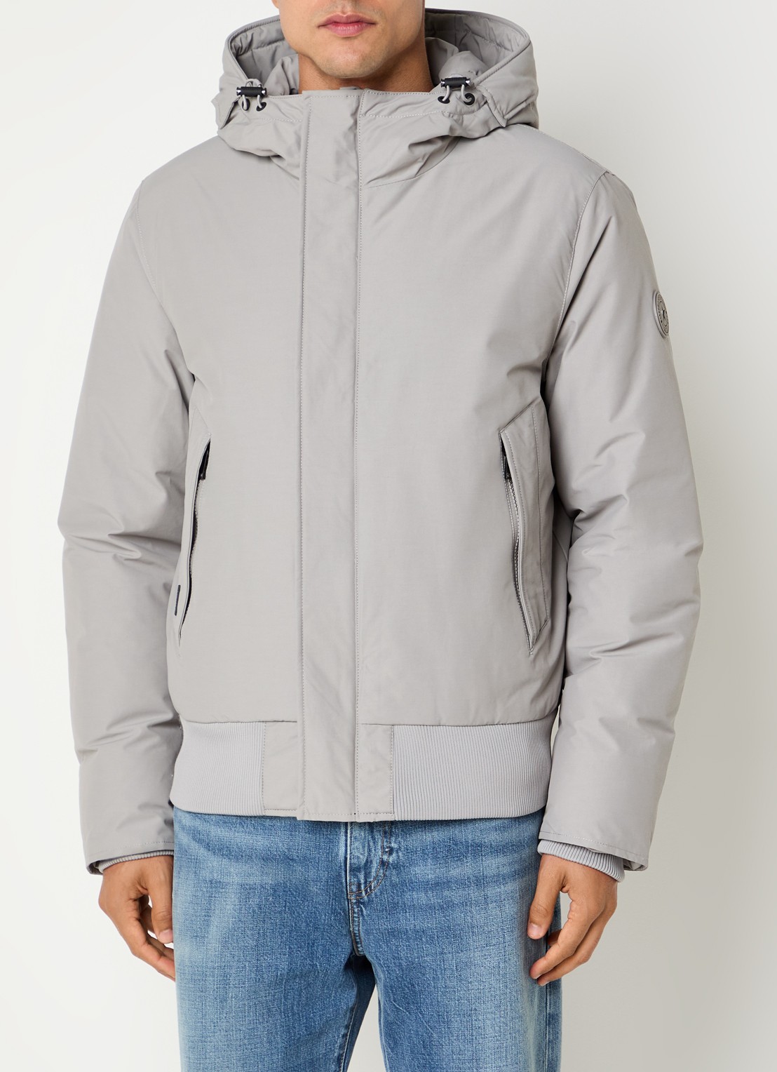 Airforce Gewatteerd jack met capuchon en ritszakken - detail grijs