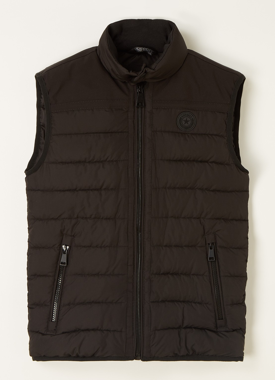 Airforce Gewatteerde bodywarmer met steekzakken - voorkant zwart