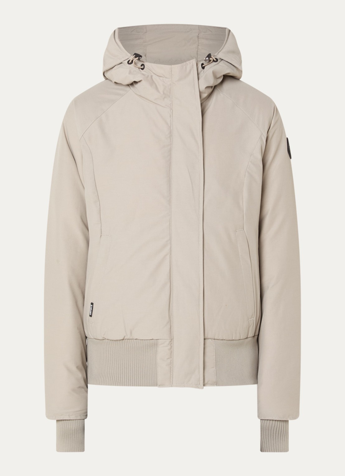 Airforce Gewatteerde jas met ritszakken en capuchon - voorkant beige