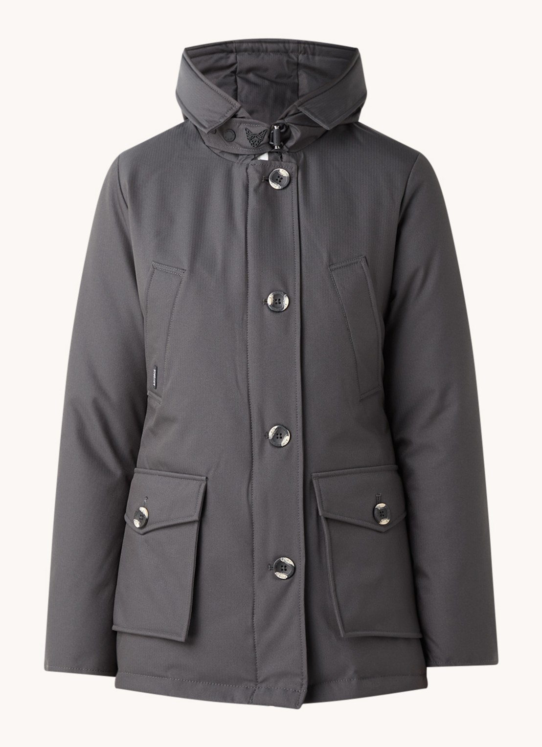 Airforce Gewatteerde parka met capuchon en visgraatdessin - voorkant 3 donkergrijs