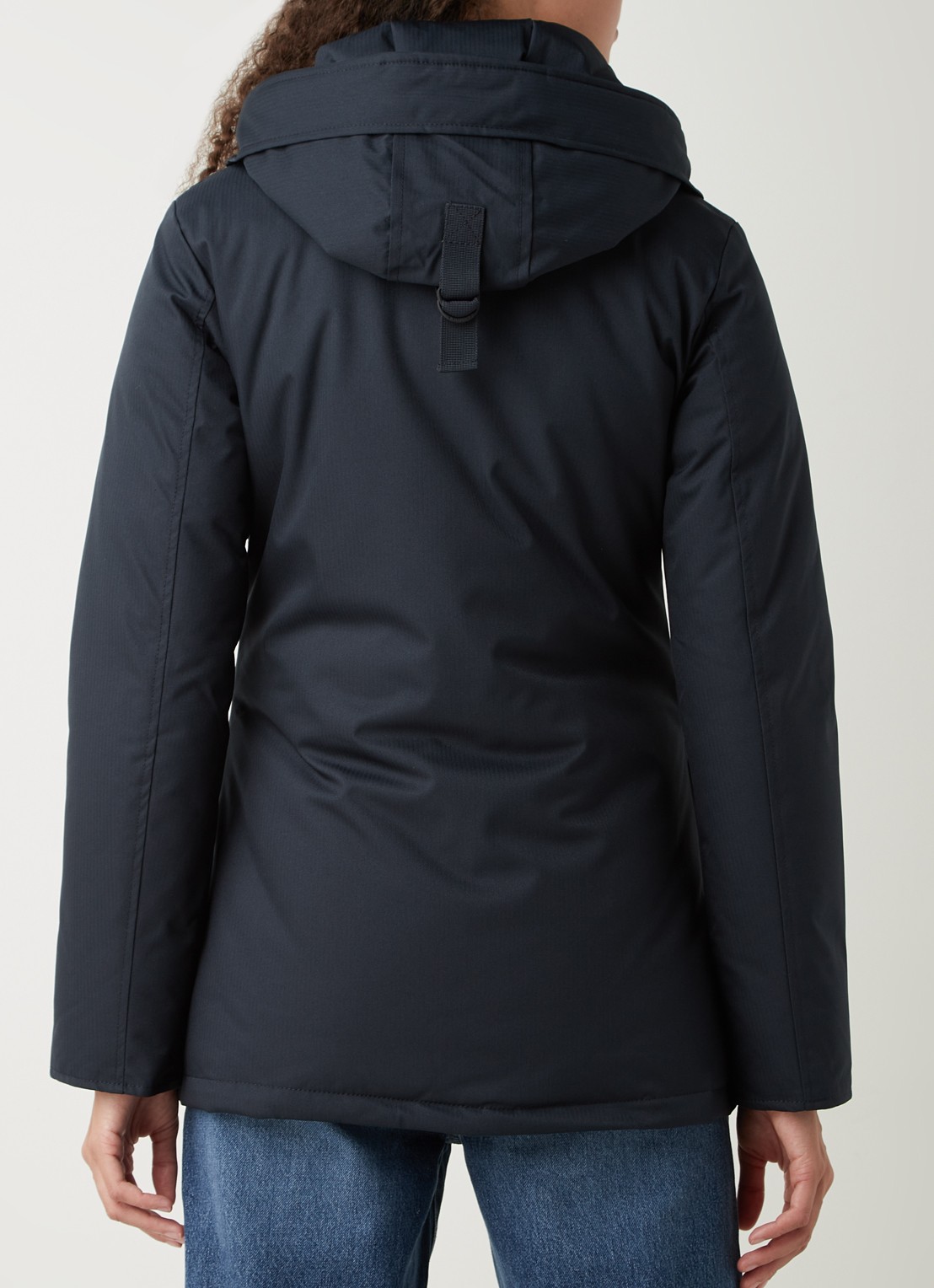 Airforce Gewatteerde parka met capuchon en visgraatdessin - achterkant donkerblauw