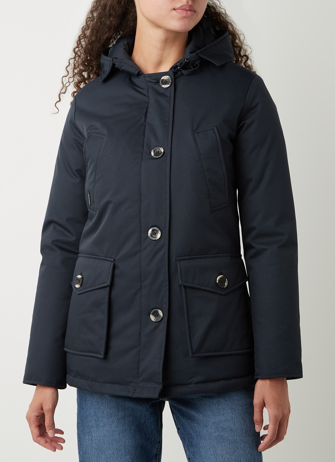 Airforce Gewatteerde parka met capuchon en visgraatdessin - detail 2 donkerblauw