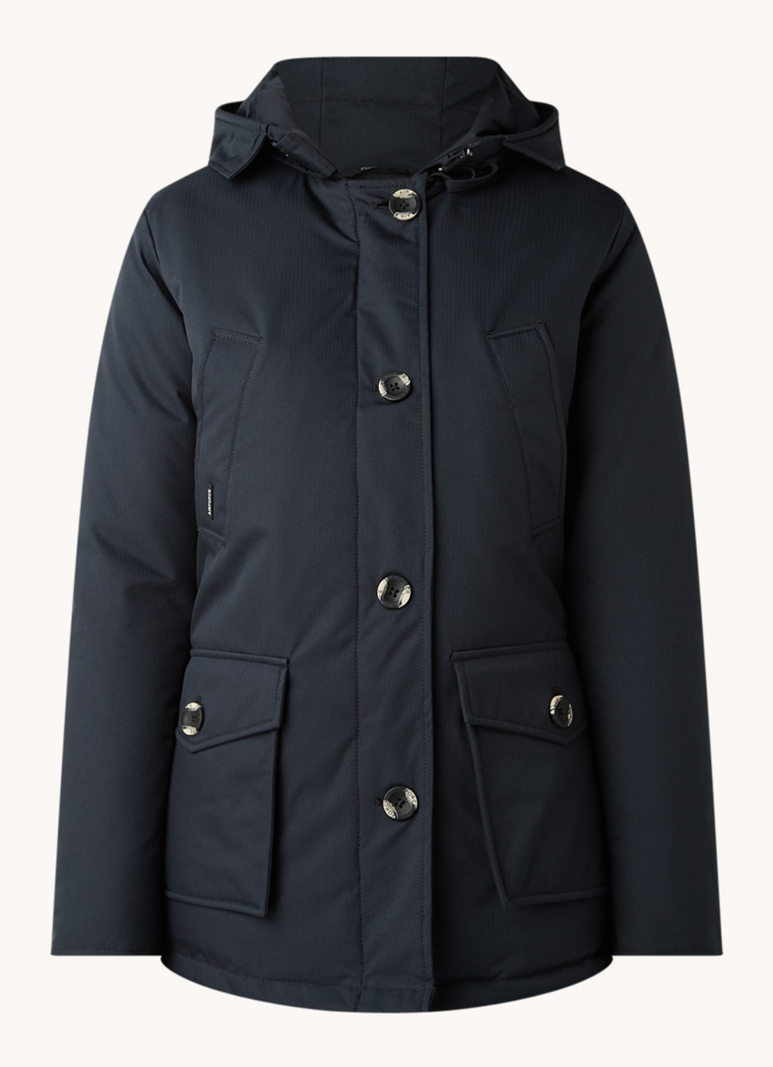 Airforce Gewatteerde parka met capuchon en visgraatdessin - voorkant 4 donkerblauw