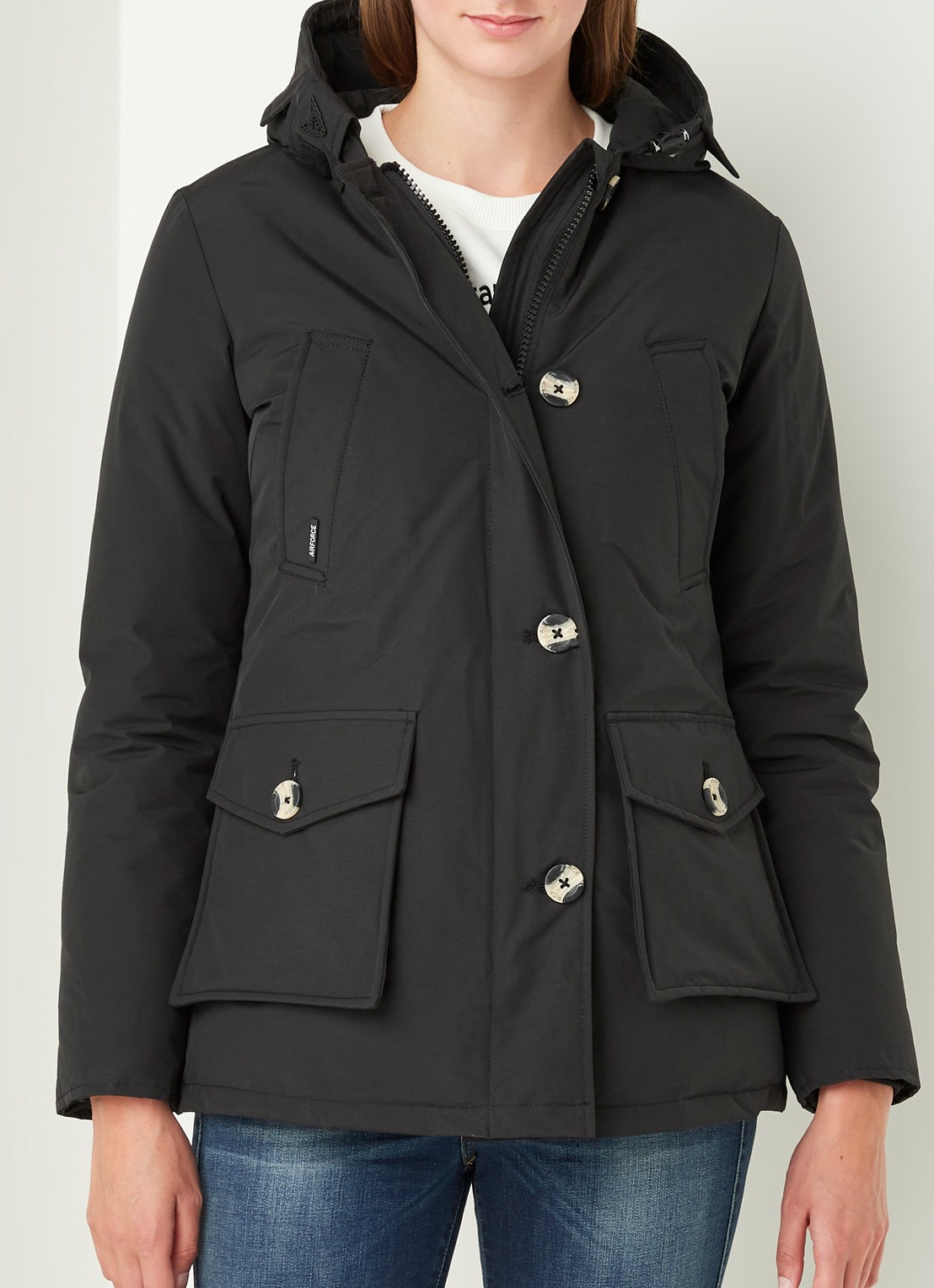 Airforce Gewatteerde parka met capuchon - detail 4 zwart