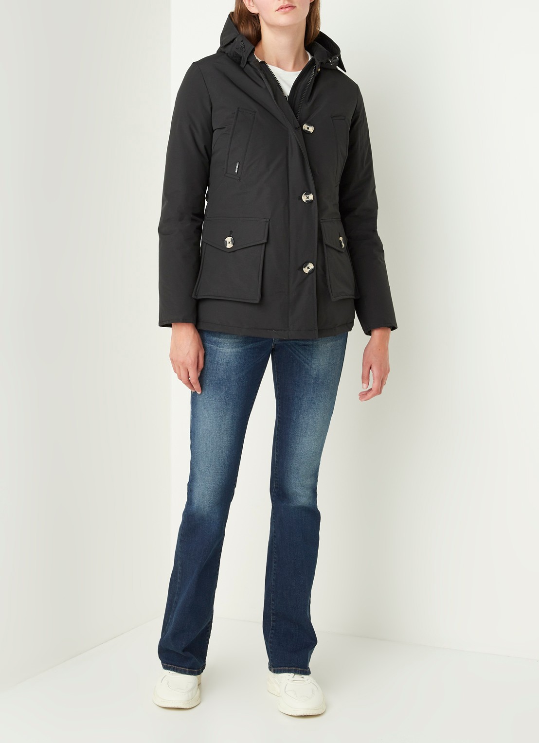 Airforce Gewatteerde parka met capuchon - voorkant 3 zwart