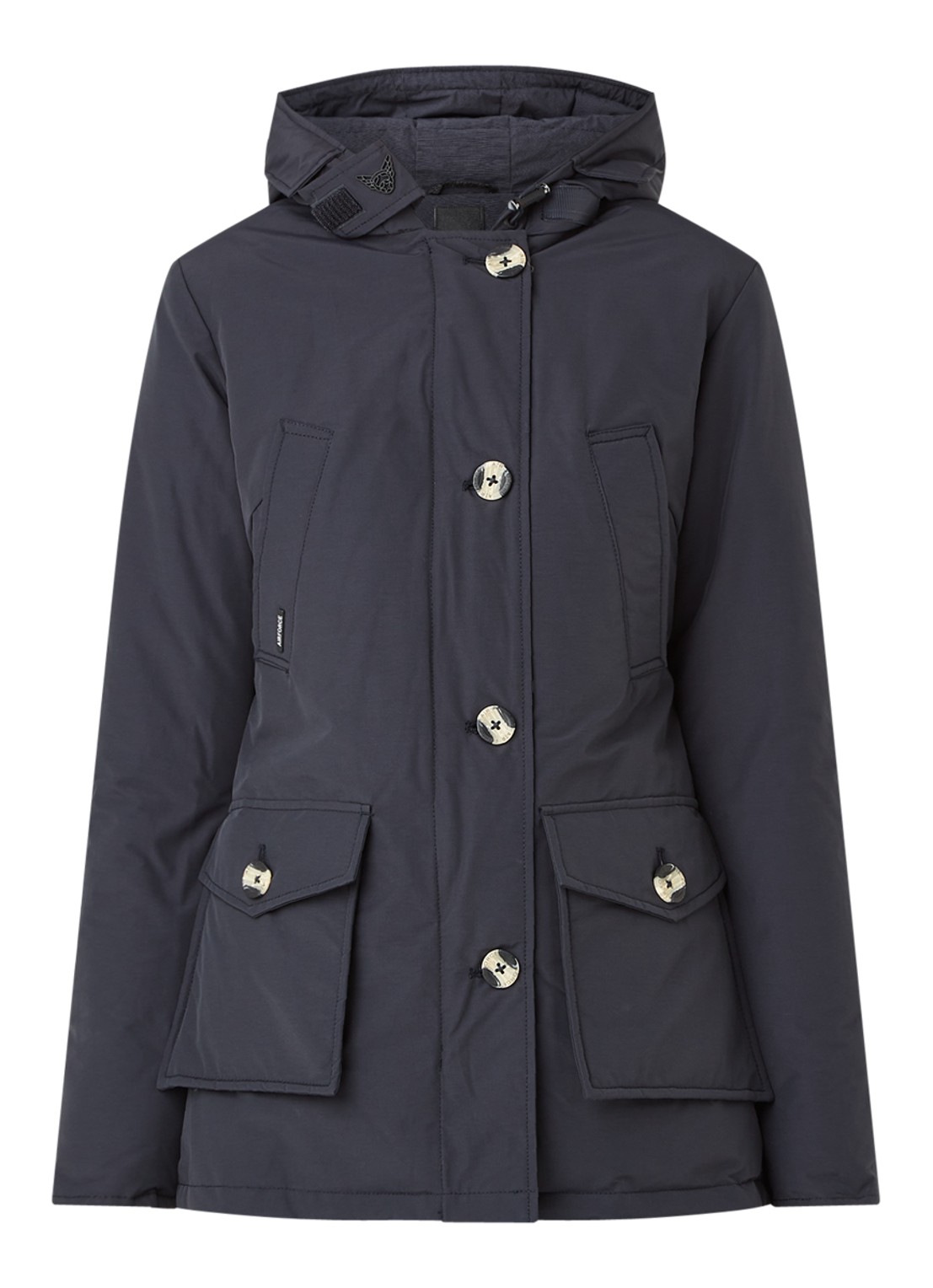 Airforce Gewatteerde parka met capuchon - voorkant 3 donkerblauw