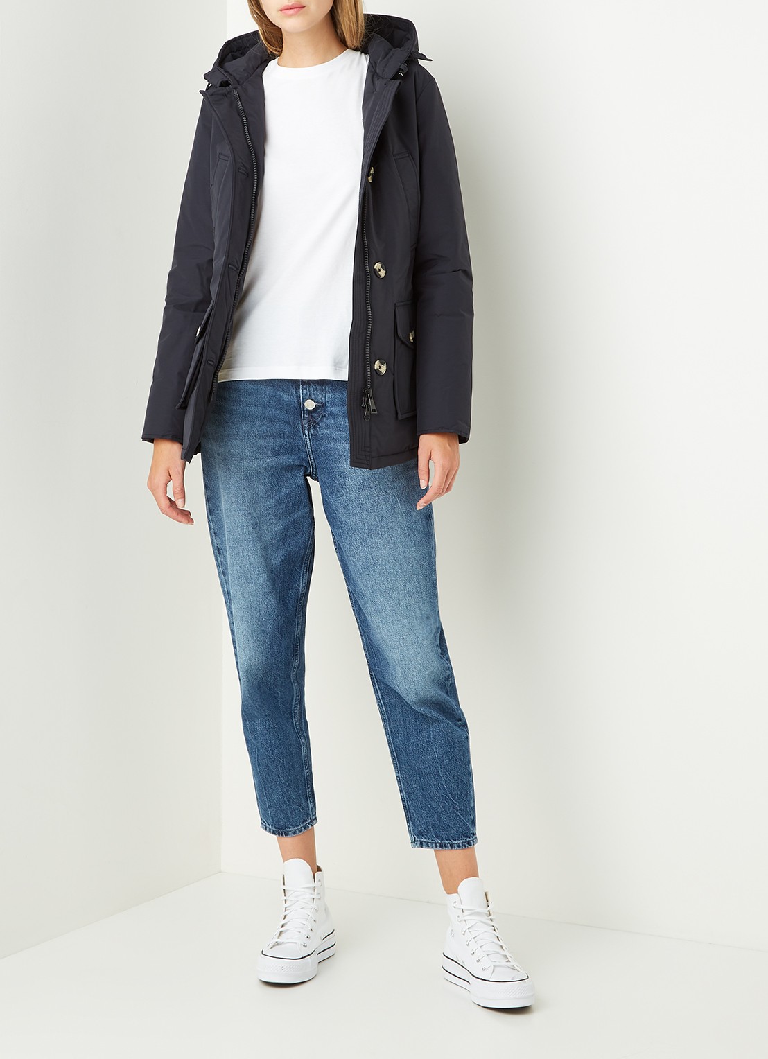 Airforce Gewatteerde parka met capuchon - voorkant 4 donkerblauw