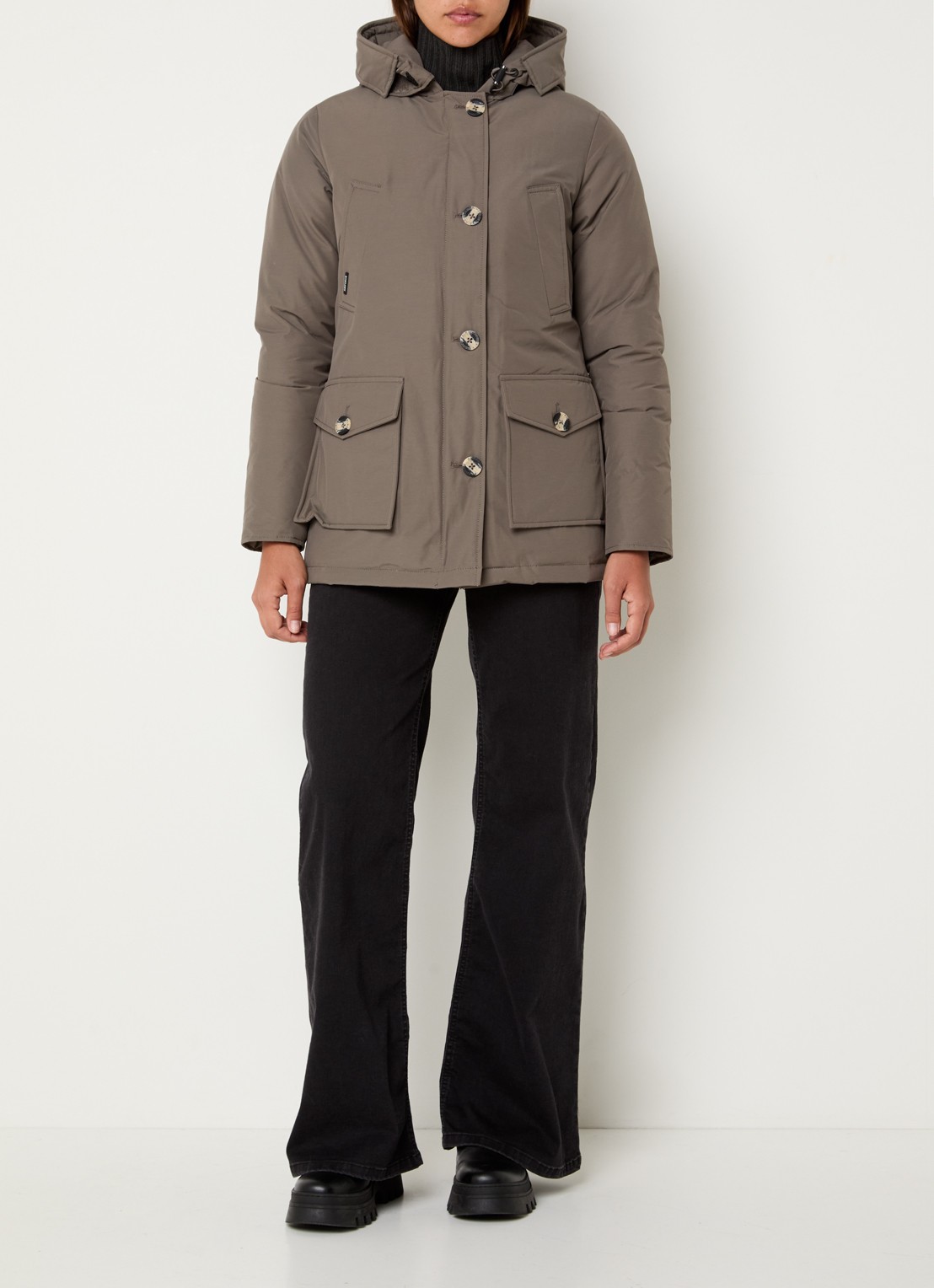 Airforce Gewatteerde parka met capuchon - voorkant 2 taupe