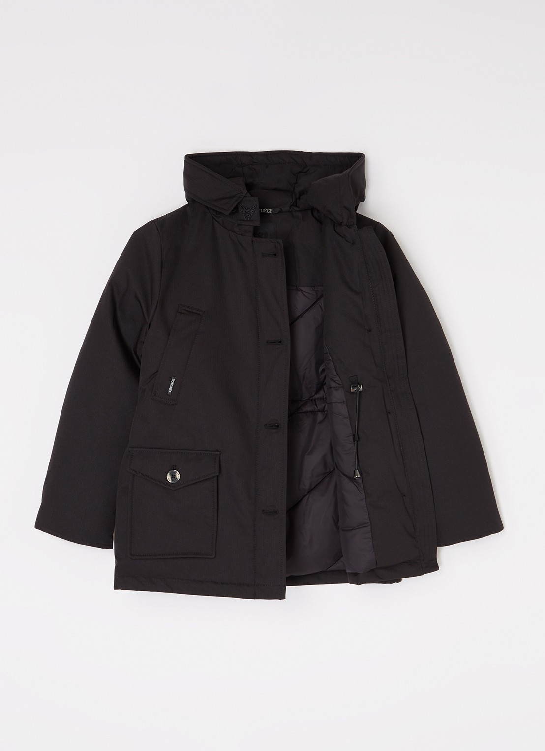 Airforce Gewatteerde parka met capuchon - voorkant 2 zwart
