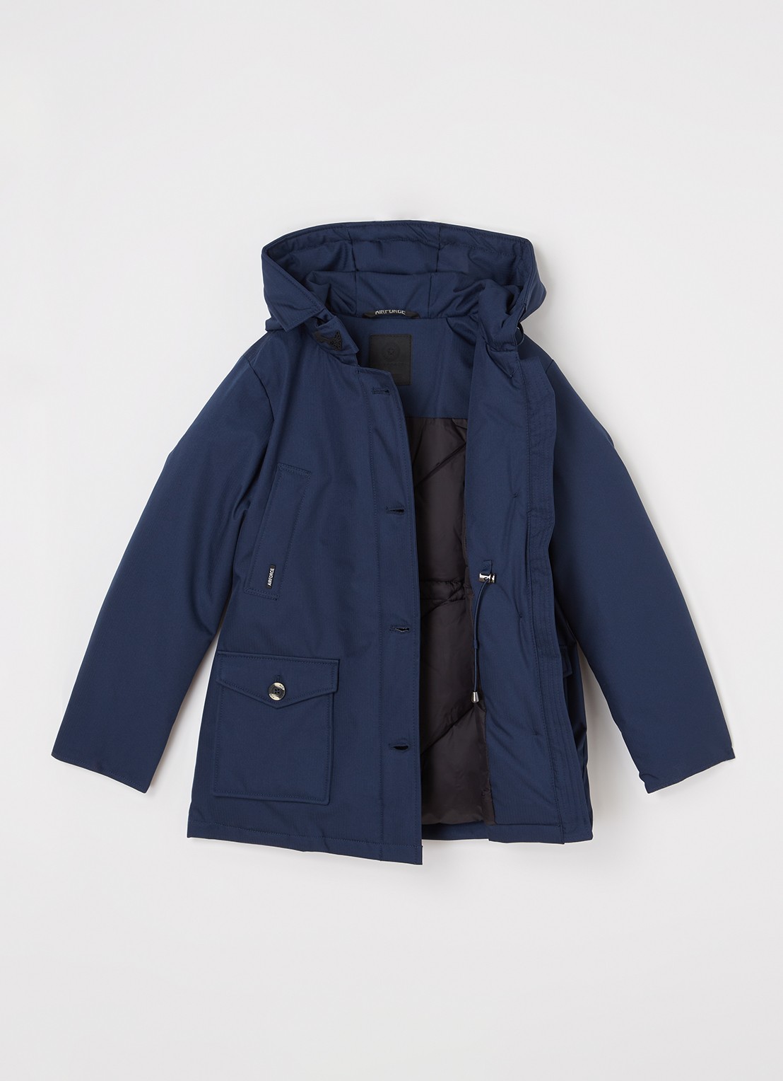 Airforce Gewatteerde parka met capuchon - voorkant 3 blauw