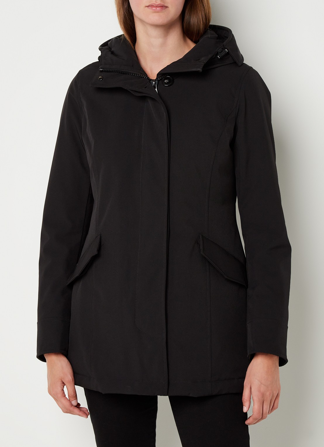 Airforce Gewatteerde parka met klepzakken en capuchon  - detail zwart