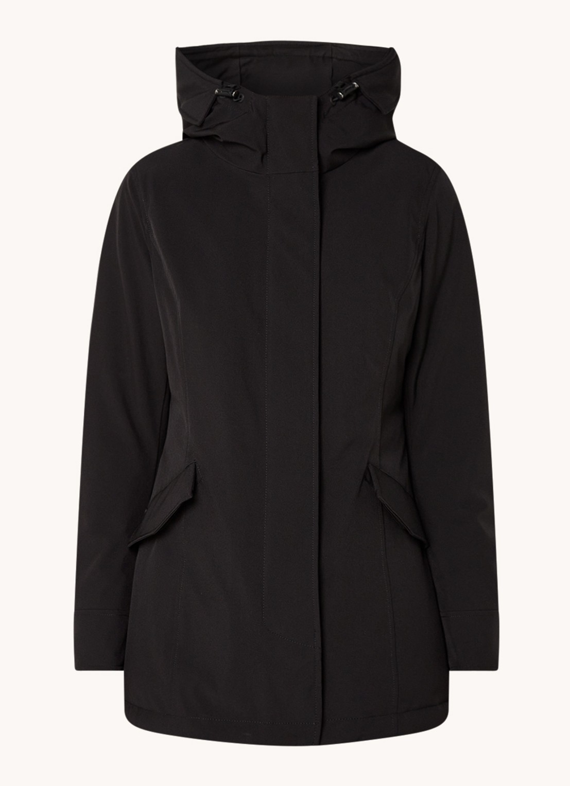Airforce Gewatteerde parka met klepzakken en capuchon  - voorkant 2 zwart