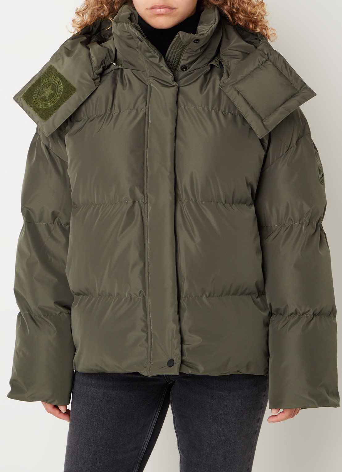 Airforce Gia puffer jack met afneembare capuchon - detail 2 lindegroen