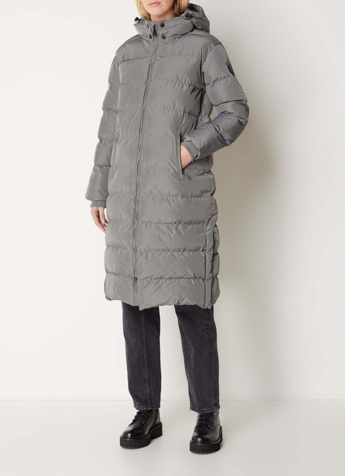 Airforce Grace gewatteerde jas met capuchon - detail 2 grijs