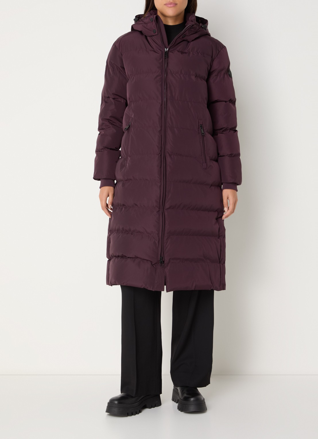 Airforce Grace gewatteerde jas met capuchon - detail 3 bordeauxrood