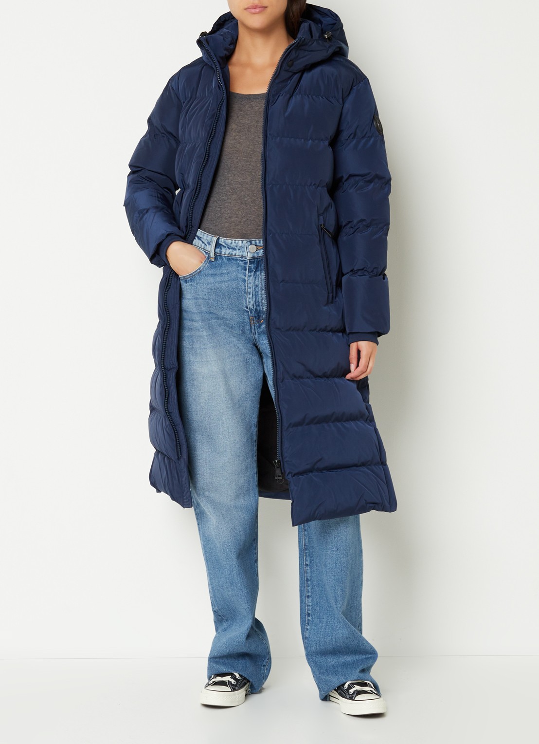 Airforce Grace gewatteerde jas met capuchon - voorkant 2 donkerblauw