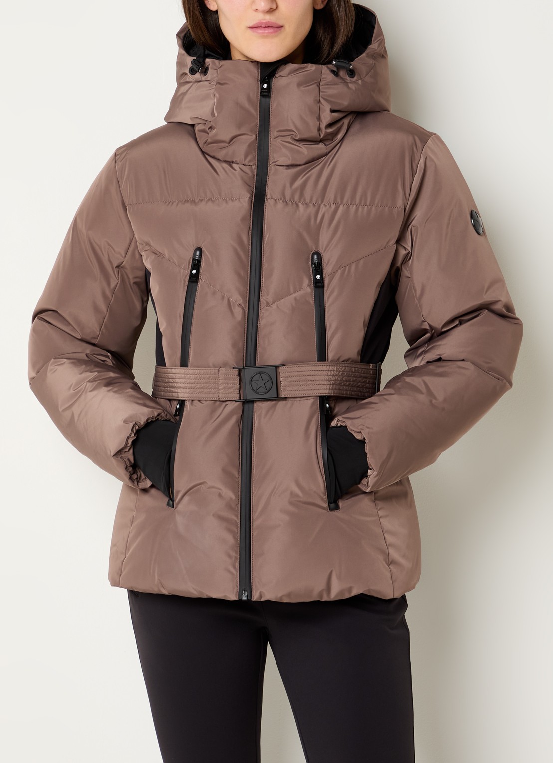 Airforce Hogadon ski-jas met ceintuur en waterafstotende coating - detail 4 lichtbruin
